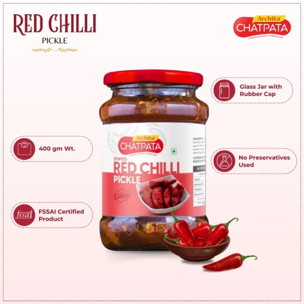 Archita Chatpata Red Chillie Pickle features 400g